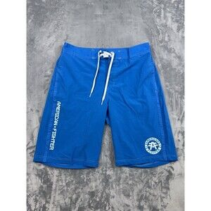 American Fighter MMA Men's Size 34 Blue Board Shorts Drawstring Swim Quick Dry
